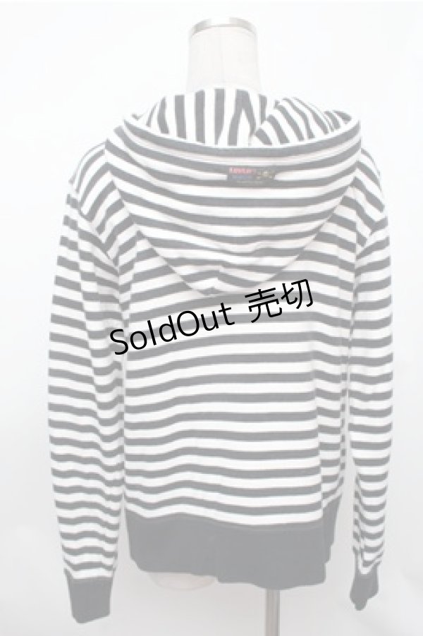 画像2: SUPER LOVERS / ボーダーパーカー  黒ｘ白 S-26-01-31-031-PU-TO-HR-ZS (2)