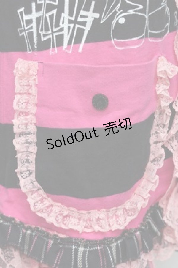 画像6: MARI'S ROCK / うさみみボーダーパーカー  黒ｘピンク S-26-01-31-032-PU-BL-HR-ZS (6)