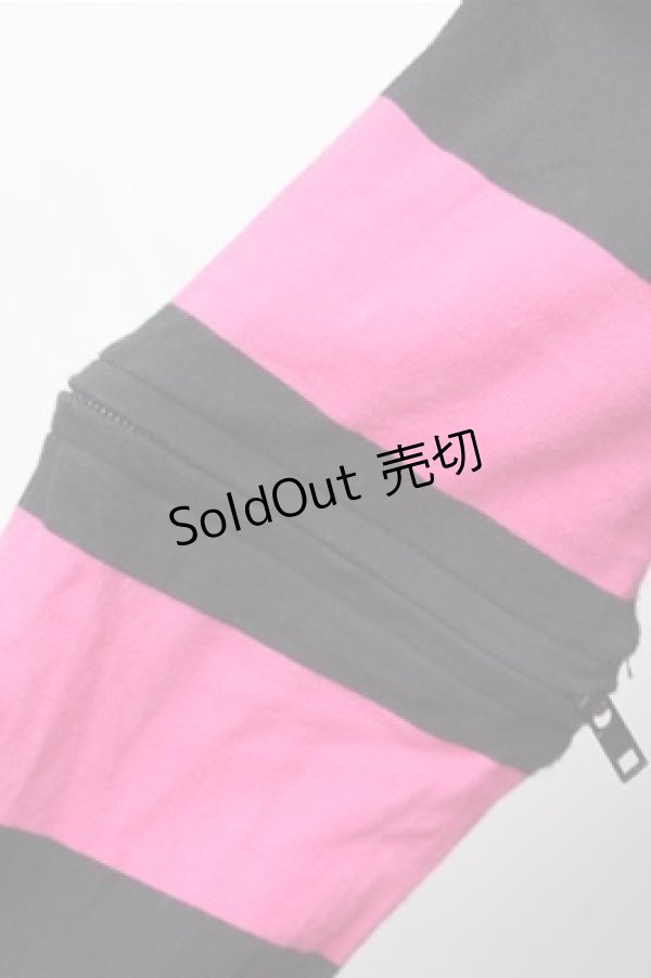 画像7: MARI'S ROCK / うさみみボーダーパーカー  黒ｘピンク S-26-01-31-032-PU-BL-HR-ZS (7)