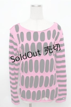 画像: SEXY DYNAMITE LONDON / 袖ボーダーカットソー  黒ｘピンク S-26-01-31-033-PU-TO-HR-ZS
