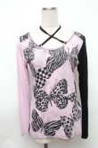 画像1: ALGONQUINS / バタフライプリントカットソー  ピンクｘ黒 S-26-01-31-038-AL-TO-HR-ZS (1)