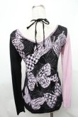 画像2: ALGONQUINS / バタフライプリントカットソー  ピンクｘ黒 S-26-01-31-038-AL-TO-HR-ZS (2)