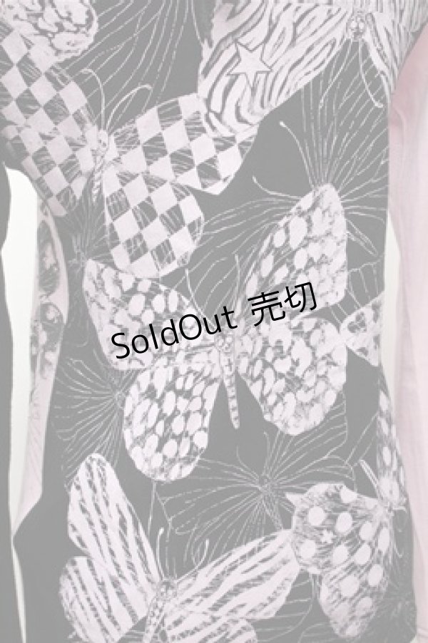 画像6: ALGONQUINS / バタフライプリントカットソー  ピンクｘ黒 S-26-01-31-038-AL-TO-HR-ZS (6)