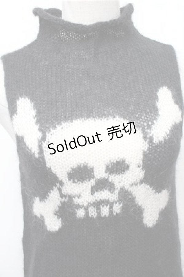 画像4: PEACE NOW / スカルノースリーブモヘアニット  黒ｘ白 S-26-01-31-039-PU-TO-HR-ZS (4)