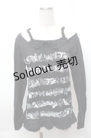 画像: ALGONQUINS / 重ね着風プリントカットソー  黒 S-26-01-31-040-AL-TO-HR-ZS