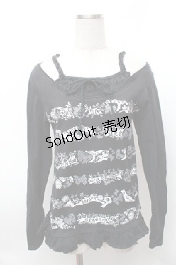 画像1: ALGONQUINS / 重ね着風プリントカットソー  黒 S-26-01-31-040-AL-TO-HR-ZS (1)