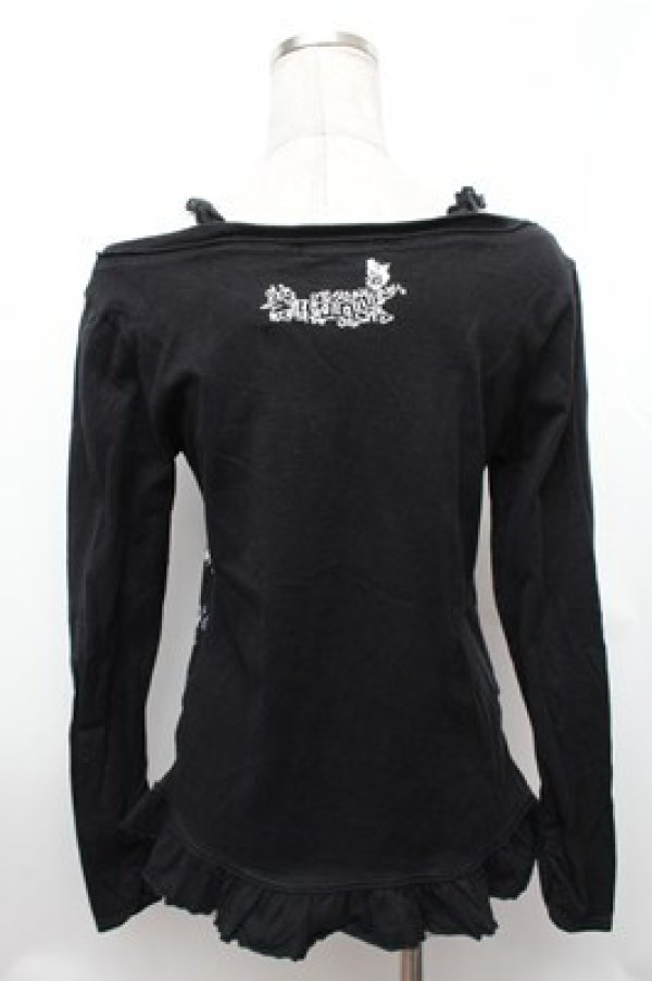 画像2: ALGONQUINS / 重ね着風プリントカットソー  黒 S-26-01-31-040-AL-TO-HR-ZS (2)