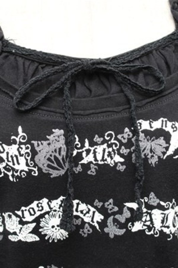 画像4: ALGONQUINS / 重ね着風プリントカットソー  黒 S-26-01-31-040-AL-TO-HR-ZS (4)