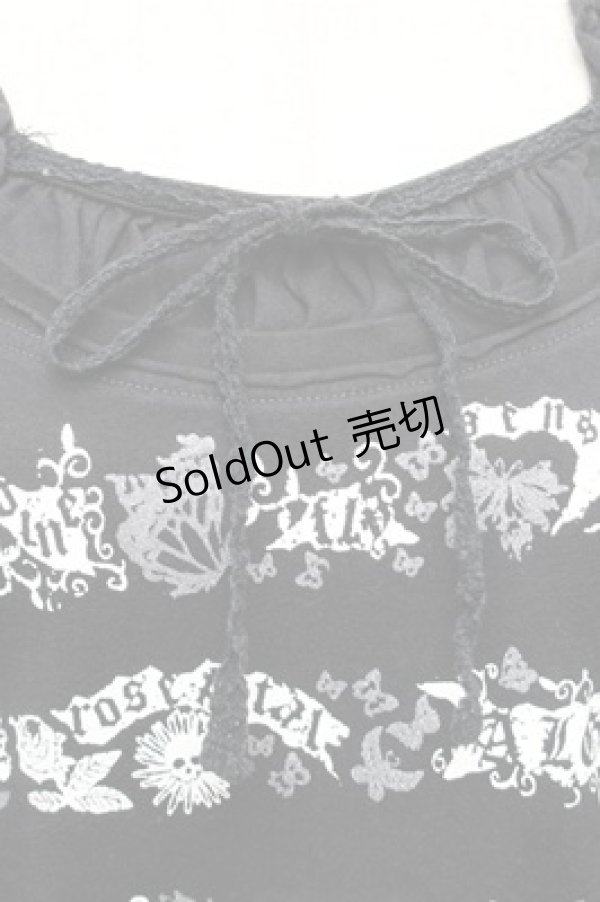 画像4: ALGONQUINS / 重ね着風プリントカットソー  黒 S-26-01-31-040-AL-TO-HR-ZS (4)