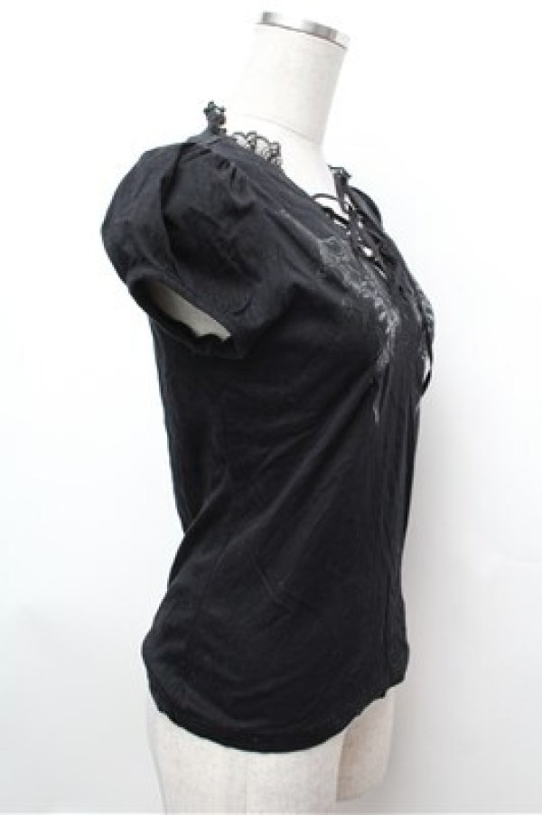 画像2: BPN / レースアップバタフライptカットソー  黒 S-26-01-31-041-GO-TO-HR-ZS (2)