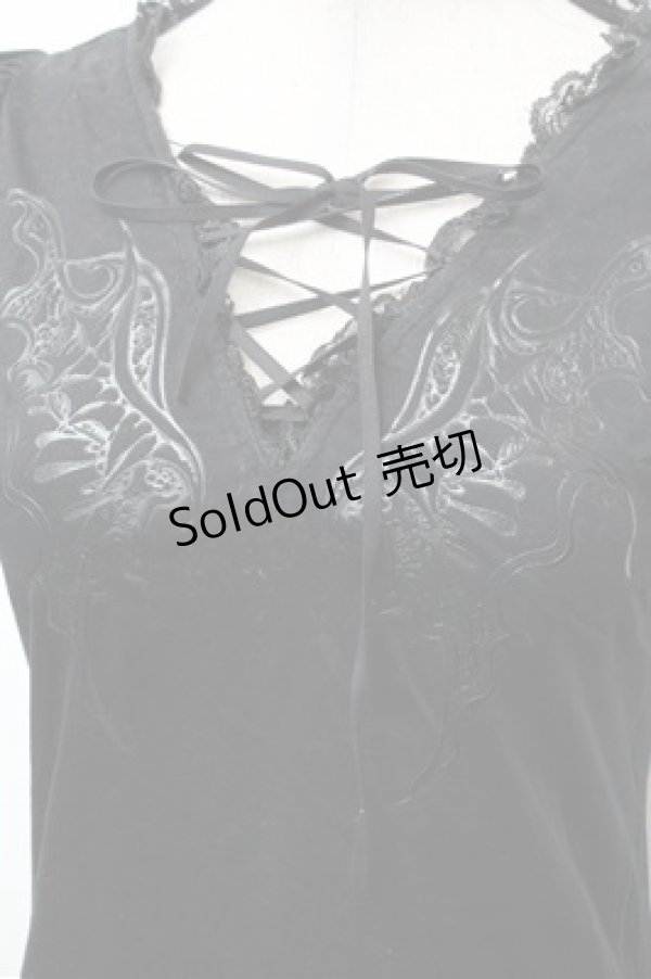 画像4: BPN / レースアップバタフライptカットソー  黒 S-26-01-31-041-GO-TO-HR-ZS (4)