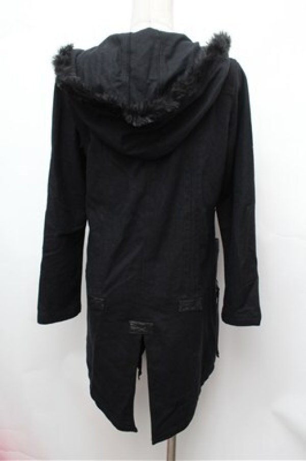 画像3: ALGONQUINS / ファーフードロングカーディガン  黒 S-26-01-31-042-AL-TO-HR-ZS (3)