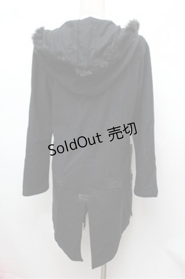 画像3: ALGONQUINS / ファーフードロングカーディガン  黒 S-26-01-31-042-AL-TO-HR-ZS (3)