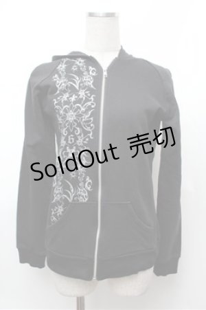 画像: Sixh / プリントZIPパーカー  黒 S-26-01-31-043-HN-TO-HR-ZS