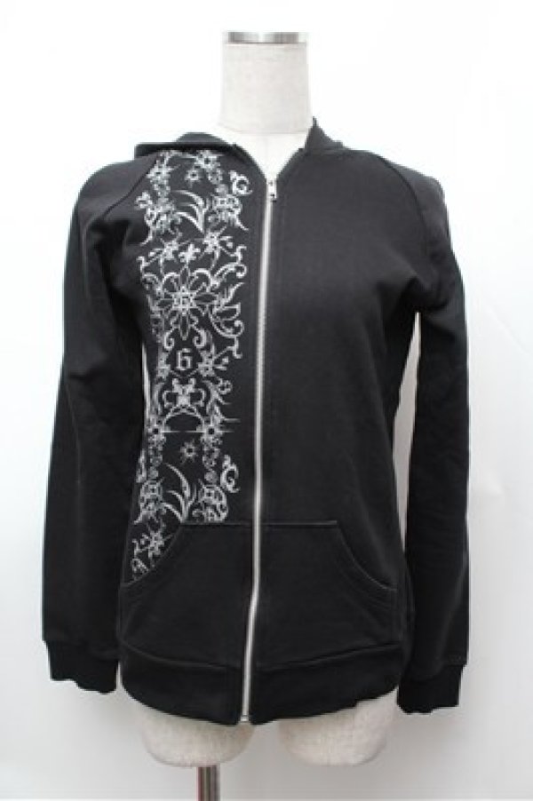 画像1: Sixh / プリントZIPパーカー  黒 S-26-01-31-043-HN-TO-HR-ZS (1)