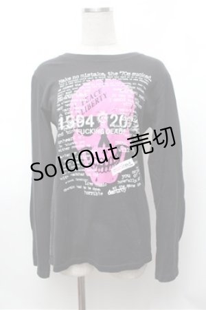 画像: PEACE NOW / スカルプリントカットソー  黒 S-26-01-31-044-PU-BL-HR-ZS