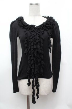 画像: BPN / フリルニットセーター  黒 S-26-01-31-045-GO-TO-HR-ZS