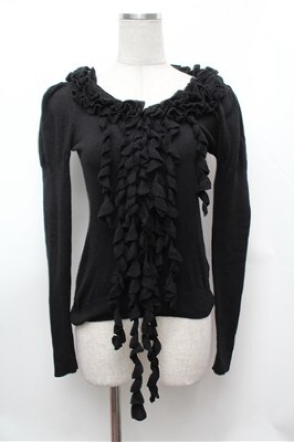 画像1: BPN / フリルニットセーター  黒 S-26-01-31-045-GO-TO-HR-ZS (1)