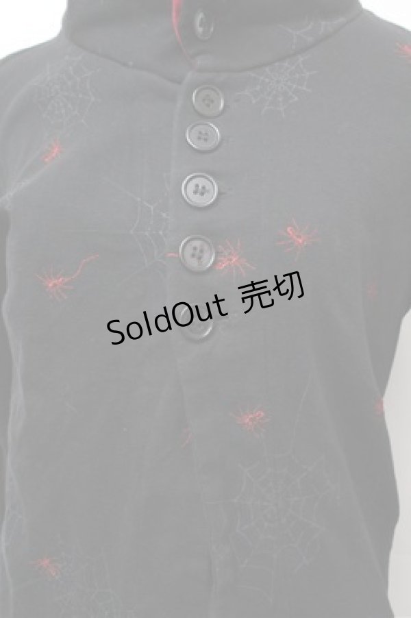 画像2: h.ANARCHY / 蜘蛛の巣プリントハイネックカーディガン  黒ｘ赤 S-26-01-31-046-HN-TO-HR-ZS (2)