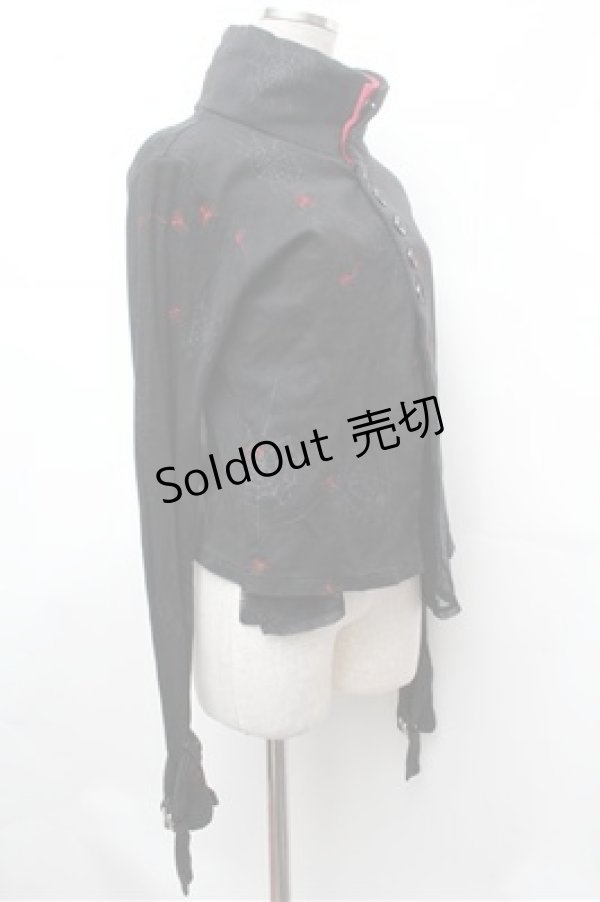 画像3: h.ANARCHY / 蜘蛛の巣プリントハイネックカーディガン  黒ｘ赤 S-26-01-31-046-HN-TO-HR-ZS (3)