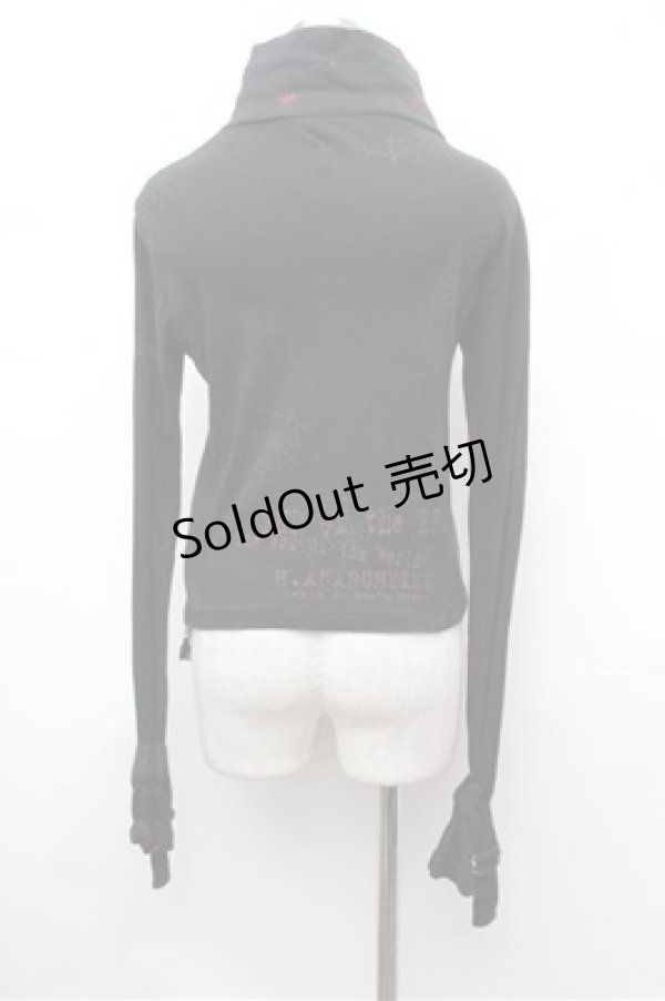 画像4: h.ANARCHY / 蜘蛛の巣プリントハイネックカーディガン  黒ｘ赤 S-26-01-31-046-HN-TO-HR-ZS (4)