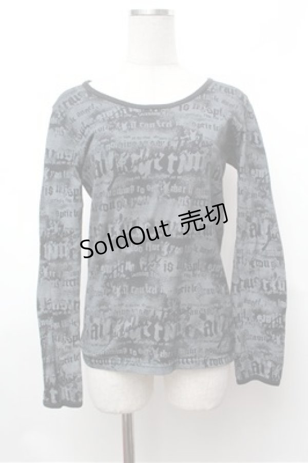 画像1: ALGONQUINS / 総柄カットソー  黒ｘグレー S-26-01-31-048-AL-TO-HR-ZS (1)