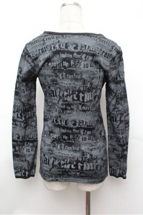 画像3: ALGONQUINS / 総柄カットソー  黒ｘグレー S-26-01-31-048-AL-TO-HR-ZS (3)