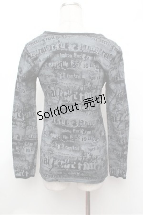 画像3: ALGONQUINS / 総柄カットソー  黒ｘグレー S-26-01-31-048-AL-TO-HR-ZS (3)