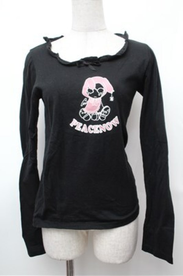 画像1: PEACE NOW / プリントカットソー  黒 S-26-01-31-050-PU-TO-HR-ZS (1)