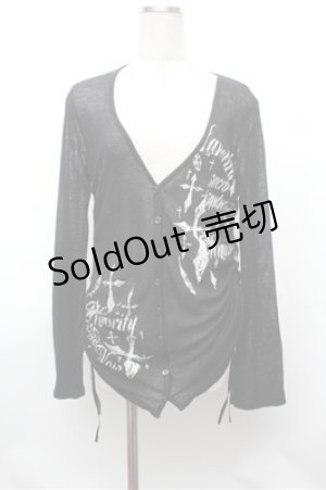 画像: PEACE NOW / クロスプリント透かしカーディガン  黒 S-26-01-31-051-PU-TO-HR-ZS