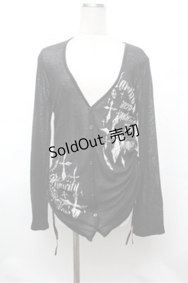 画像1: PEACE NOW / クロスプリント透かしカーディガン  黒 S-26-01-31-051-PU-TO-HR-ZS (1)