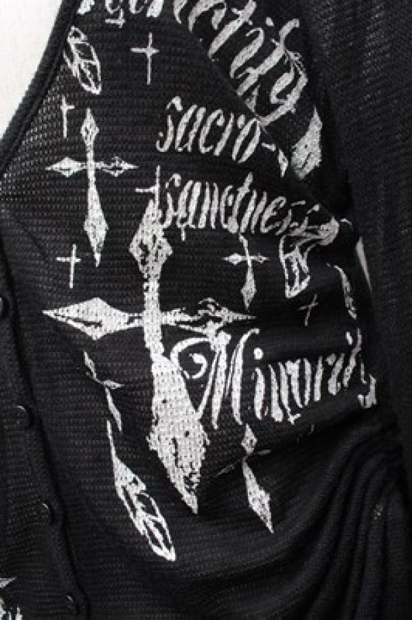 画像2: PEACE NOW / クロスプリント透かしカーディガン  黒 S-26-01-31-051-PU-TO-HR-ZS (2)