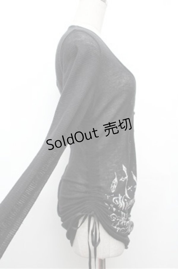 画像3: PEACE NOW / クロスプリント透かしカーディガン  黒 S-26-01-31-051-PU-TO-HR-ZS (3)