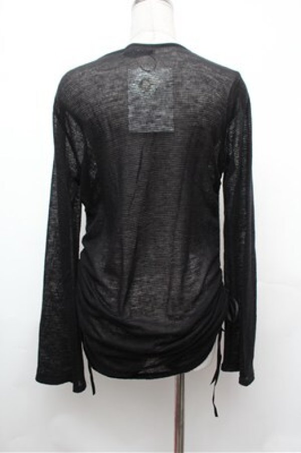 画像4: PEACE NOW / クロスプリント透かしカーディガン  黒 S-26-01-31-051-PU-TO-HR-ZS (4)