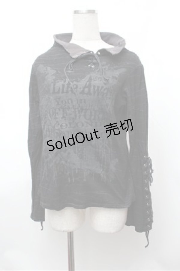 画像1: h.ANARCHY / 袖レースアップハイネックカットソー  黒 S-26-01-31-053-HN-TS-HR-ZS (1)