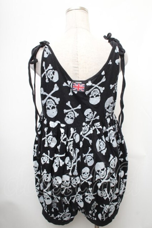 画像2: SUPER LOVERS / スカルプリントオーバーオール  黒ｘ白 S-26-01-31-1033-PU-OP-HR-ZS (2)