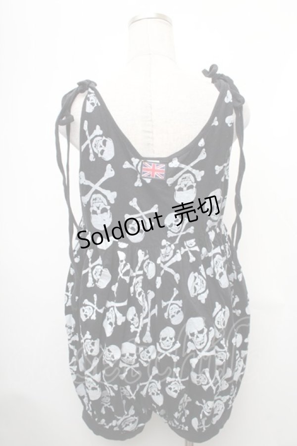 画像2: SUPER LOVERS / スカルプリントオーバーオール  黒ｘ白 S-26-01-31-1033-PU-OP-HR-ZS (2)