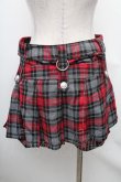 画像2: ALGONQUINS / チェック柄キュロット  赤ｘグレー S-26-01-31-1037-AL-PA-HR-ZS (2)