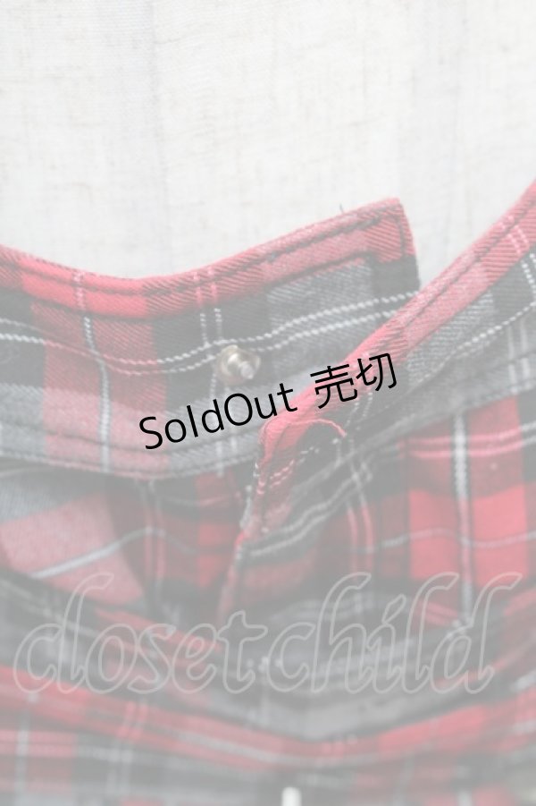 画像3: ALGONQUINS / チェック柄キュロット  赤ｘグレー S-26-01-31-1037-AL-PA-HR-ZS (3)