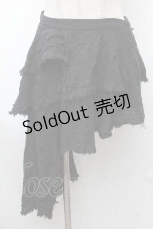 画像: SEXY DYNAMITE LONDON / ガーゼイレヘムスカート  黒 S-26-01-31-1038-PU-SK-HR-ZS