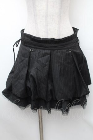 画像: Ozz oneste / ストライプ裾チュールスカート  黒 S-26-01-31-1042-OO-SK-HR-ZS