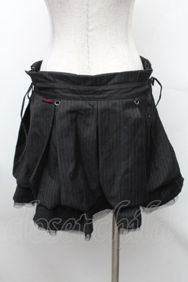 画像2: Ozz oneste / ストライプ裾チュールスカート  黒 S-26-01-31-1042-OO-SK-HR-ZS (2)