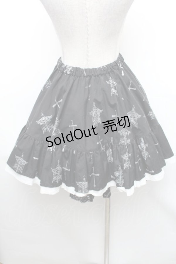 画像2: FRILL / 裾レイヤードプリントスカート  黒ｘ白 S-26-01-31-1046-HN-SK-HR-ZS (2)