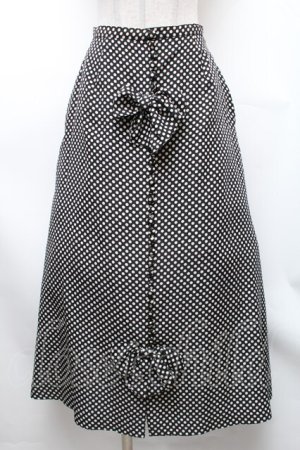 画像: INGEBORG / フロントリボンドットスカート  黒 S-26-01-31-1051-LO-SK-HR-ZS