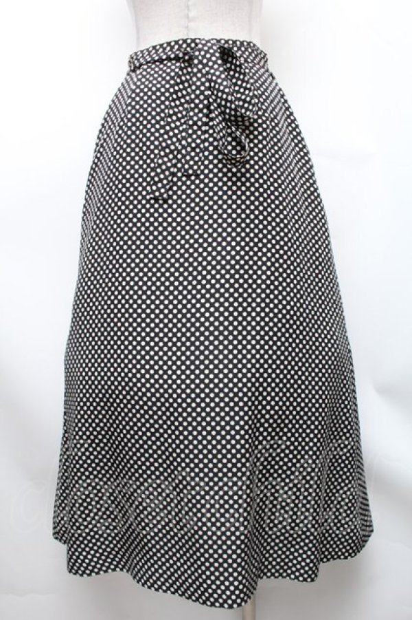 画像2: INGEBORG / フロントリボンドットスカート  黒 S-26-01-31-1051-LO-SK-HR-ZS (2)