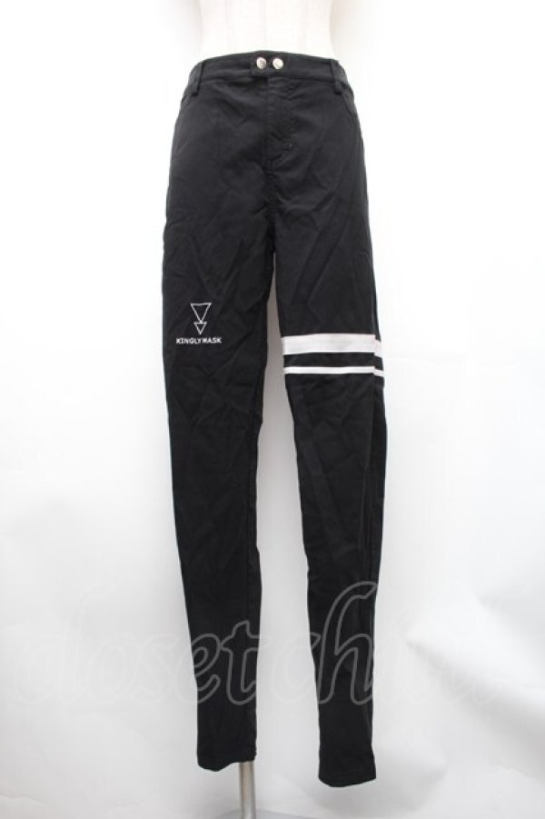画像1: KMK(KINGLY MASK)  / サイドラインフィットスキニーパンツ  黒 S-26-01-31-1054-PU-PA-AS-ZS (1)