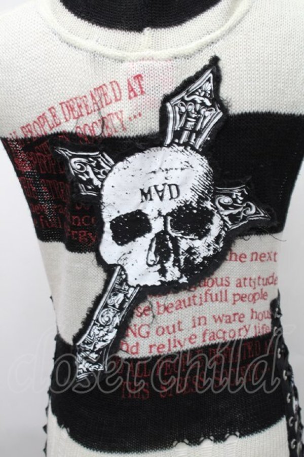 画像5: MAD / うさみみボーダーノースリーブニット  黒ｘ白 S-26-01-31-1004-PU-TO-HR-ZS (5)