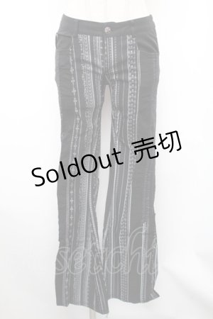 画像: Ozz Croce / プリントストレッチパンツ  黒 S-26-01-31-1055-OO-PA-HR-ZS