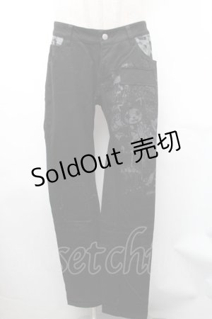 画像: HANGRY&ANGRY / キャラクタープリントスキニーパンツ  黒 S-26-01-31-1057-HN-PA-HR-ZS