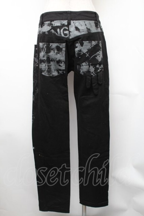 画像2: HANGRY&ANGRY / キャラクタープリントスキニーパンツ  黒 S-26-01-31-1057-HN-PA-HR-ZS (2)